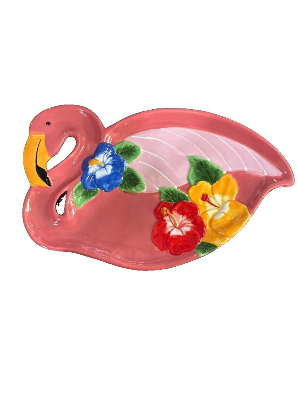 Pier 1 Imports Pink Flamingo/Tropical Florida Design Plate/Tray-Hand Painted
